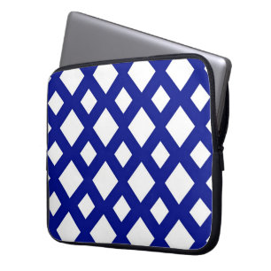 White Diamonds on Navy Laptop Sleeve