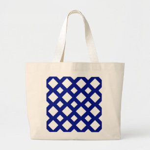 White Diamonds on Navy Large Tote Bag