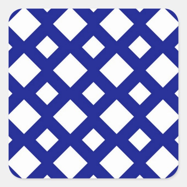 White Diamonds on Navy Square Sticker (Front)