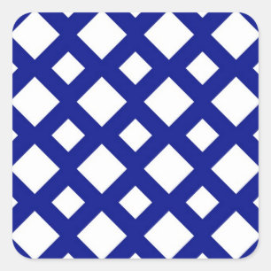 White Diamonds on Navy Square Sticker