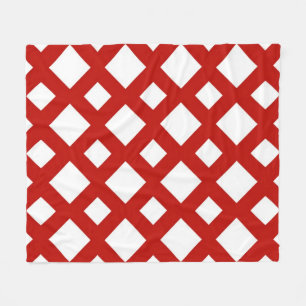 White Diamonds on Red Fleece Blanket