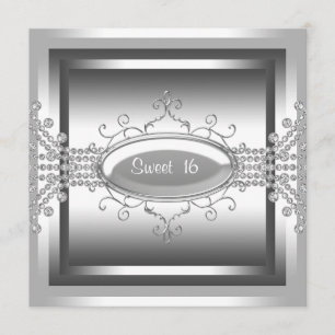White Diamonds White Sweet 16 Birthday Party Invitation