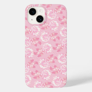 White dianthus carnations on pale pink Case-Mate iPhone 14 case