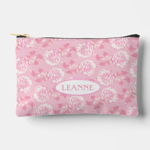 White dianthus carnations pink name  accessory pouch