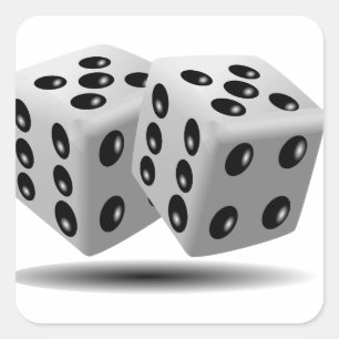 White dice square sticker