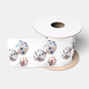 White Dice With Colourful Dots Satin Ribbon
