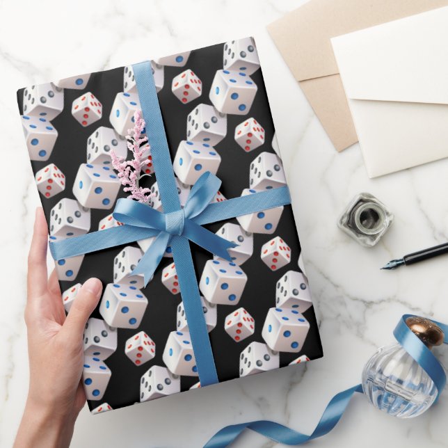 White Dice With Colourful Dots Wrapping Paper (Gifting)