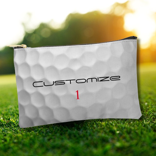 White Dimpled Golf Ball Texture Custom Name Number Accessory Pouch (Creator Uploaded)