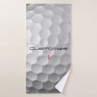 White Dimpled Golf Ball Texture Custom Name Number Bath Towel