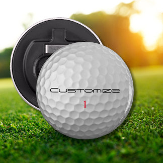 White Dimpled Golf Ball Texture Custom Name Number Bottle Opener