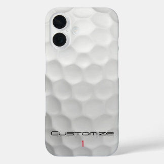 White Dimpled Golf Ball Texture Custom Name Number iPhone 16 Case