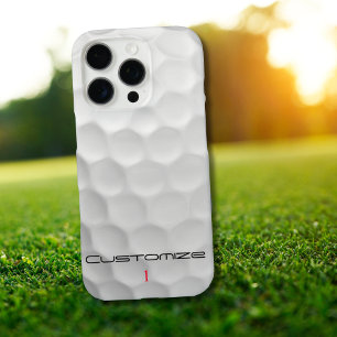 White Dimpled Golf Ball Texture Custom Name Number iPhone 16 Pro Case