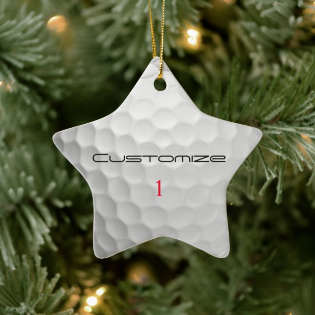 White Dimpled Golf Ball Texture Custom Name Number Ceramic Tree Decoration (Tree)