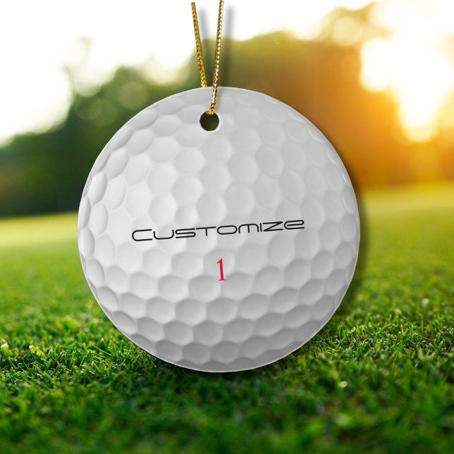 White Dimpled Golf Ball Texture Custom Name Number Ceramic Tree Decoration (Creator Uploaded)
