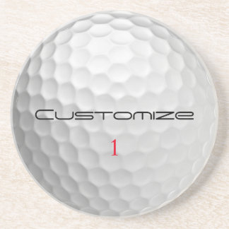 White Dimpled Golf Ball Texture Custom Name Number Coaster