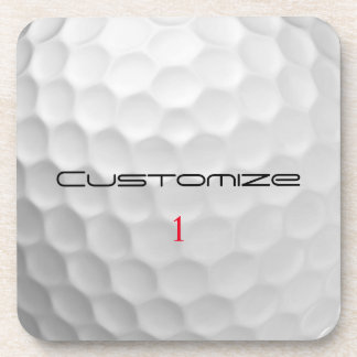 White Dimpled Golf Ball Texture Custom Name Number Coaster