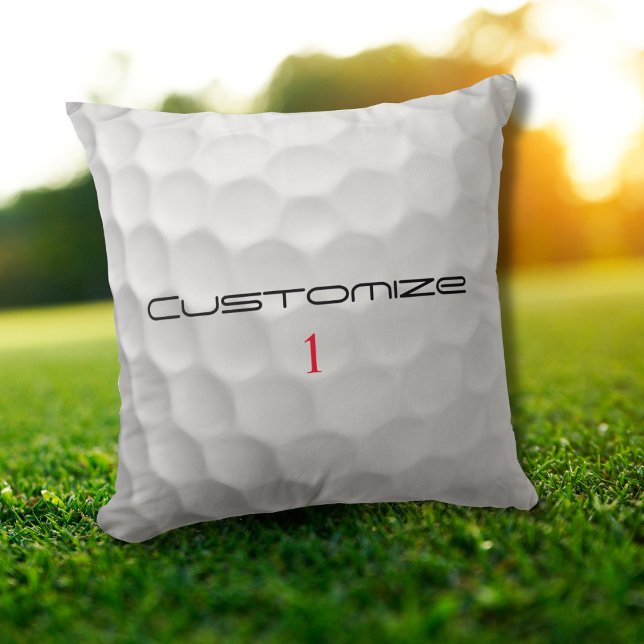 White Dimpled Golf Ball Texture Custom Name Number Cushion (Creator Uploaded)