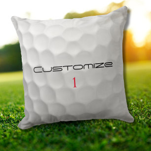 White Dimpled Golf Ball Texture Custom Name Number Cushion