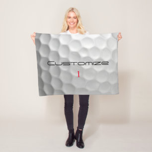 White Dimpled Golf Ball Texture Custom Name Number Fleece Blanket