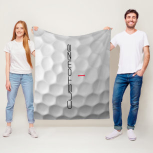 White Dimpled Golf Ball Texture Custom Name Number Fleece Blanket
