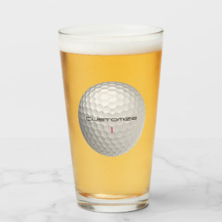White Dimpled Golf Ball Texture Custom Name Number Glass