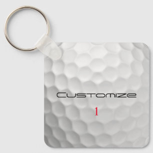 White Dimpled Golf Ball Texture Custom Name Number Key Ring