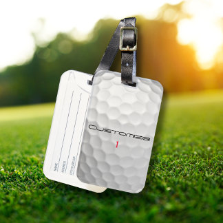 White Dimpled Golf Ball Texture Custom Name Number Luggage Tag
