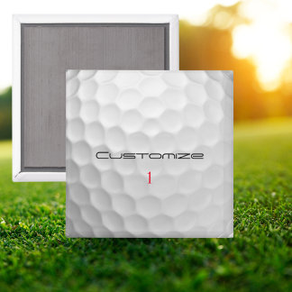 White Dimpled Golf Ball Texture Custom Name Number Magnet