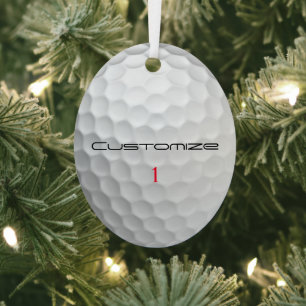 White Dimpled Golf Ball Texture Custom Name Number Metal Tree Decoration