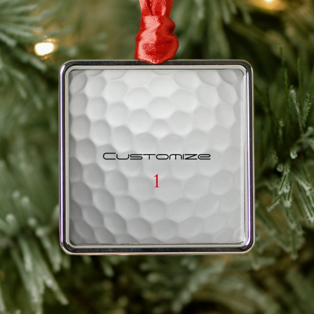 White Dimpled Golf Ball Texture Custom Name Number Metal Tree Decoration (Tree)