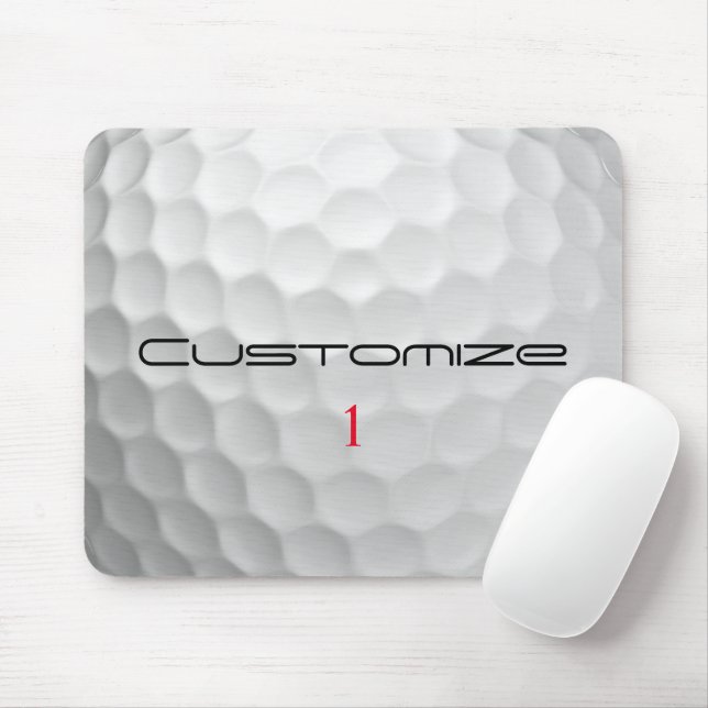 White Dimpled Golf Ball Texture Custom Name Number Mouse Mat (With Mouse)