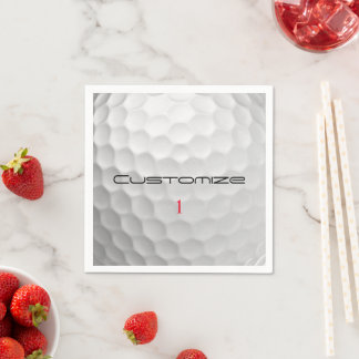 White Dimpled Golf Ball Texture Custom Name Number Napkin