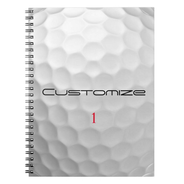 White Dimpled Golf Ball Texture Custom Name Number Notebook (Front)