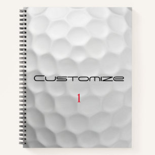White Dimpled Golf Ball Texture Custom Name Number Notebook