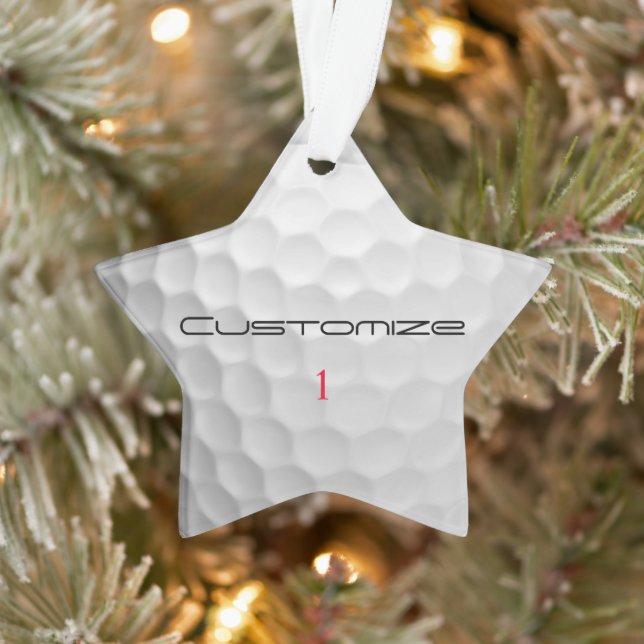 White Dimpled Golf Ball Texture Custom Name Number Ornament (Tree)