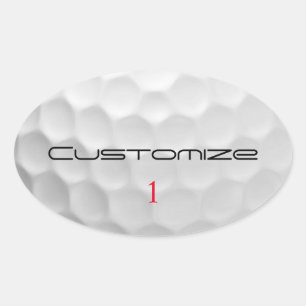 White Dimpled Golf Ball Texture Custom Name Number Oval Sticker