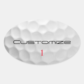 White Dimpled Golf Ball Texture Custom Name Number Oval Sticker