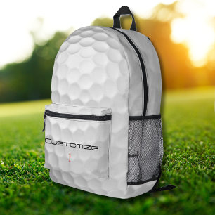 White Dimpled Golf Ball Texture Custom Name Number Printed Backpack