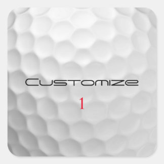 White Dimpled Golf Ball Texture Custom Name Number Square Sticker
