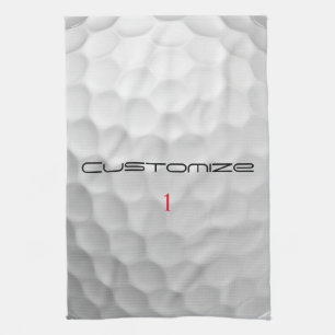 White Dimpled Golf Ball Texture Custom Name Number Tea Towel