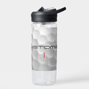 White Dimpled Golf Ball Texture Custom Name Number Water Bottle