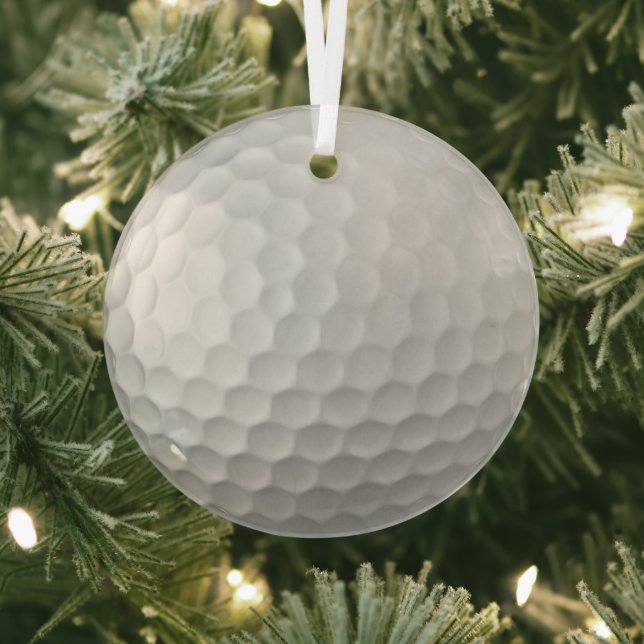 White Dimpled Golf Ball Texture Glass Tree Decoration (Insitu)