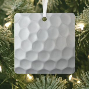 White Dimpled Golf Ball Texture Metal Tree Decoration