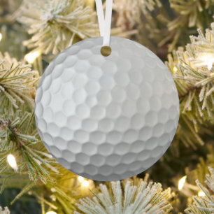 White Dimpled Golf Ball Texture Metal Tree Decoration