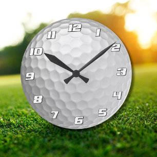 White Dimpled Golf Ball Texture Round Clock