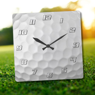 White Dimpled Golf Ball Texture Square Wall Clock