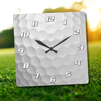 White Dimpled Golf Ball Texture Square Wall Clock