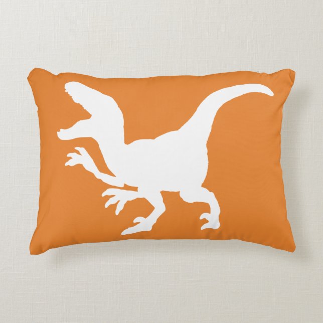 White Dinosaur Raptor Silhouette Decorative Cushion (Front)