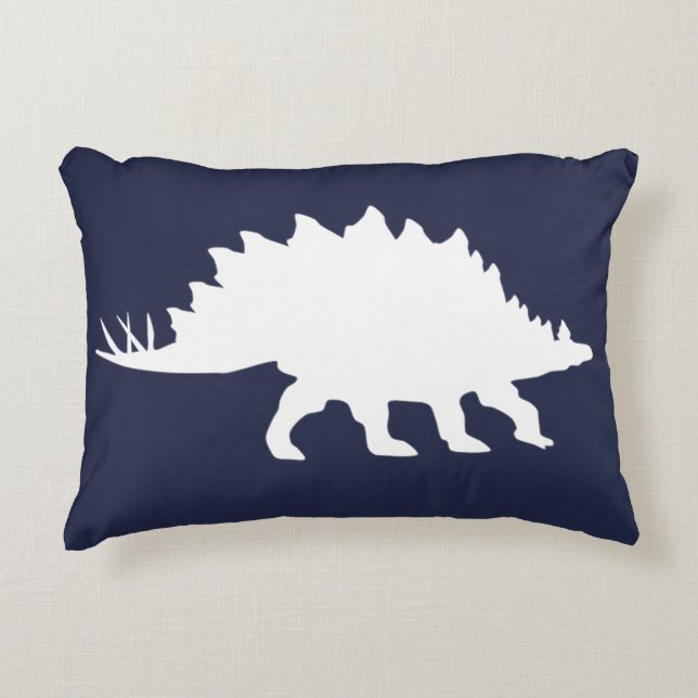 White Dinosaur Stegosaurus Silhouette Decorative Cushion (Front)