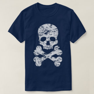 White Distressed Skull and Crossbones T-Shirt